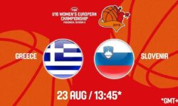 Ελλάδα – Σλοβενία ζωντανή μετάδοση στις 14:45 από το Μαυροβούνιο (Πονγκόριτσα), για το Ευρωπαϊκό Κορασίδων (Β’ Κατηγορία)